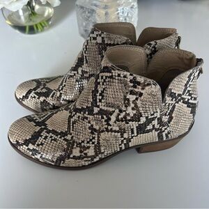 Michael Shannon Nadia snake print ankle bootie 7.5